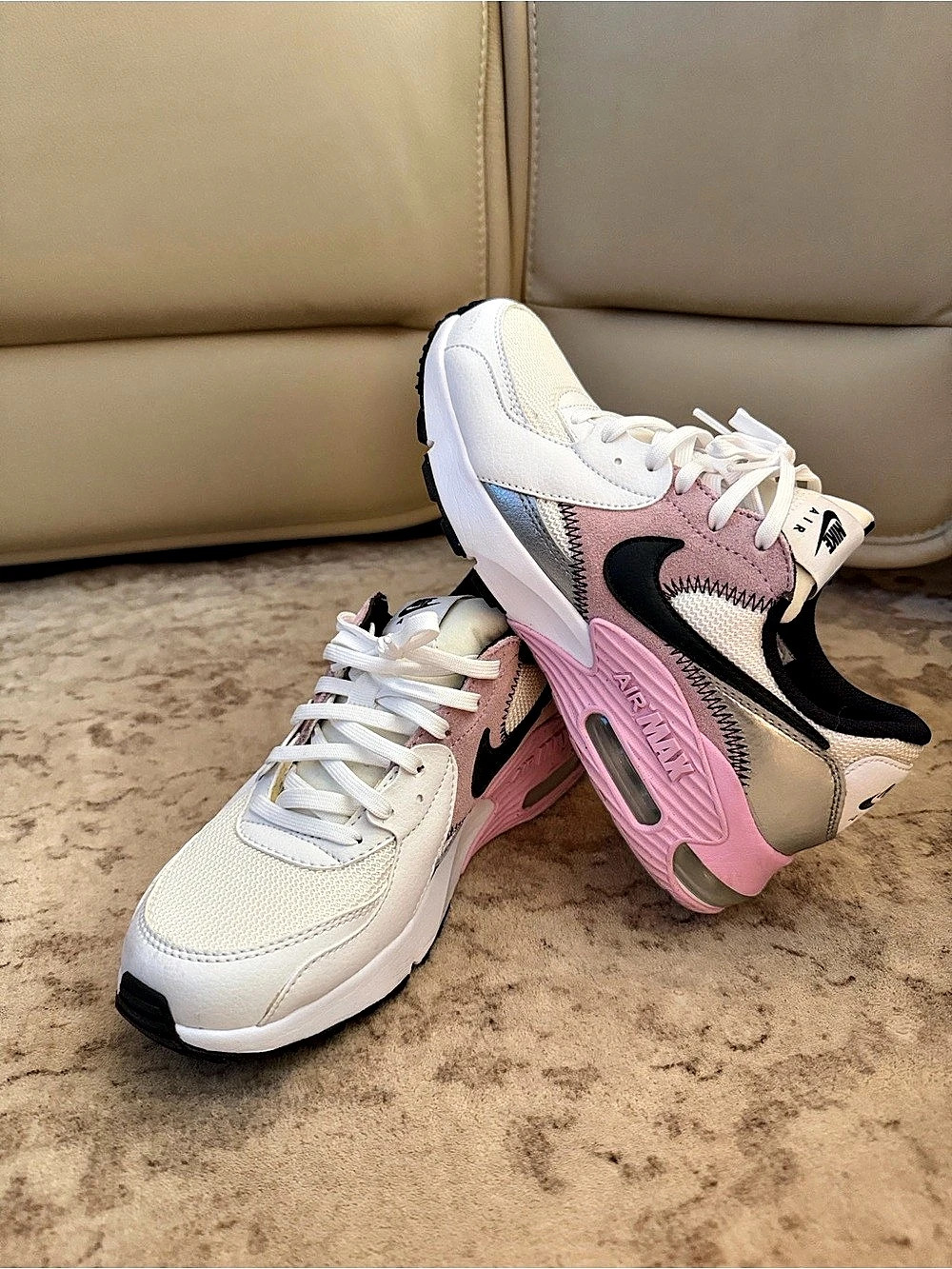 Nike Air Max 90 Women's Air Max Sneakers White & Pink US 7